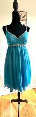 Bespoke Party/Prom/Evening Dress with scarf. beautiful beading details. Sz 6-8